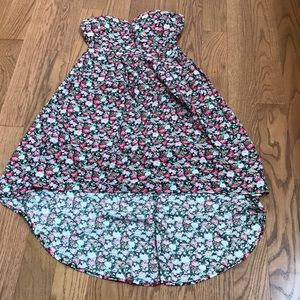 Strapless, High-Low, Black with Pink Floral Dress